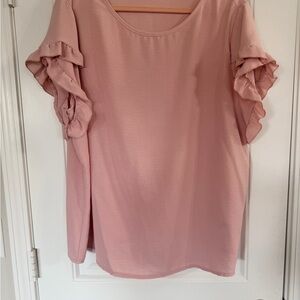 Chic Ruffle Sleeve Blouse in Soft Pink